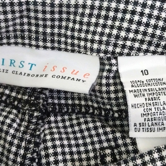 🔵BOGO FREE🔵 First Issue Liz Claiborne Black & White Capri Pants Sz 10 - Picture 6 of 6